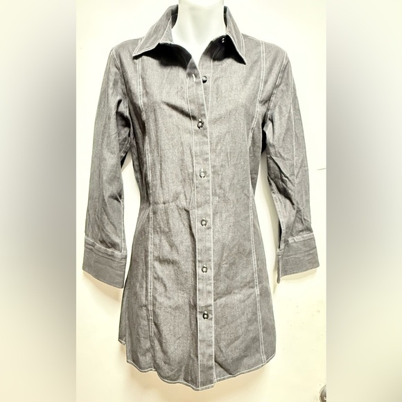 Chicos Women's Gray Button-Up Shirt Dress - Picture 1 of 7